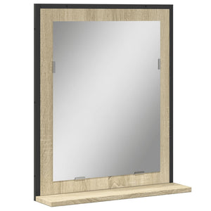 Specchio Bagno con Ripiano Rovere Sonoma 50x12x60cm Multistrato