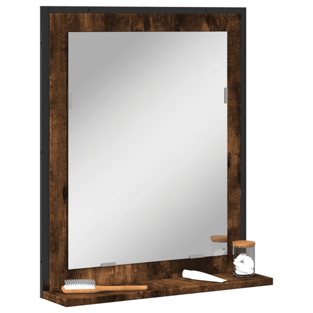 Specchio Bagno con Ripiano Rovere Fumo 50x12x60 cm Multistrato