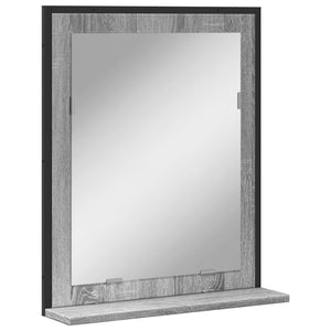 Specchio Bagno con Ripiano Grigio Sonoma 50x12x60cm Multistrato