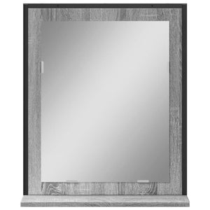 Specchio Bagno con Ripiano Grigio Sonoma 50x12x60cm Multistrato