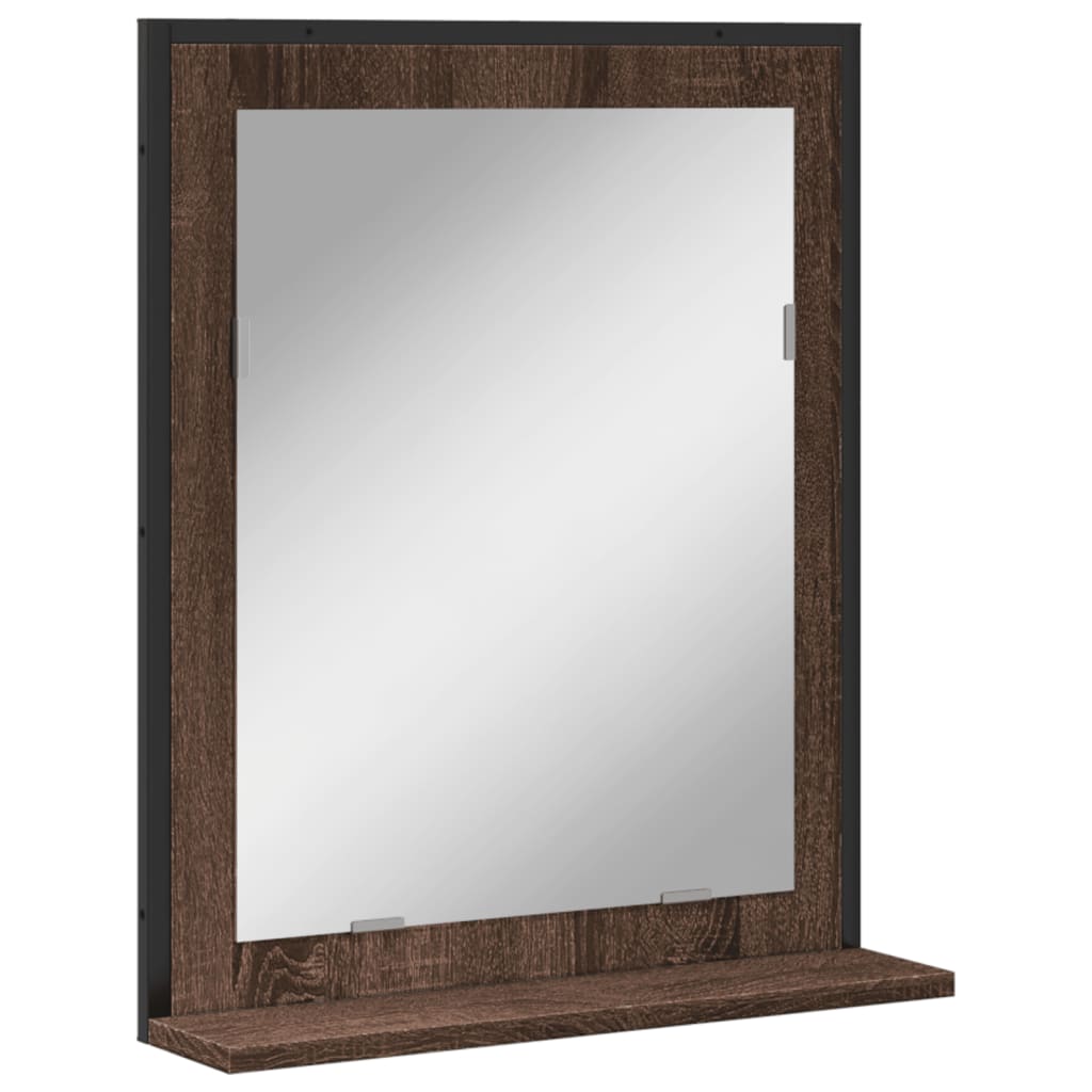 Specchio Bagno con Ripiano Rovere Marrone 50x12x60 Multistrato