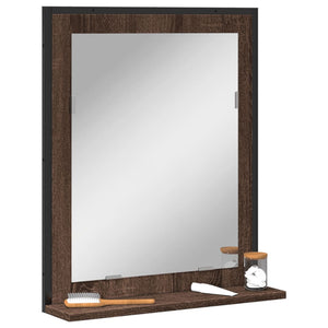 Specchio Bagno con Ripiano Rovere Marrone 50x12x60 Multistrato