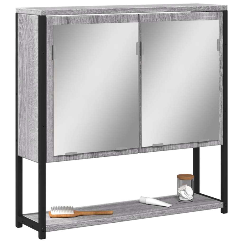 Mobile Specchio da Bagno Grigio Sonoma 60x16x60 cm Multistrato