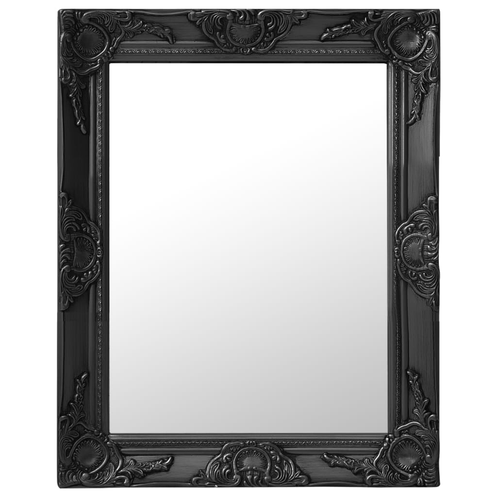 Specchio da Parete Stile Barocco 50x60 cm Nero