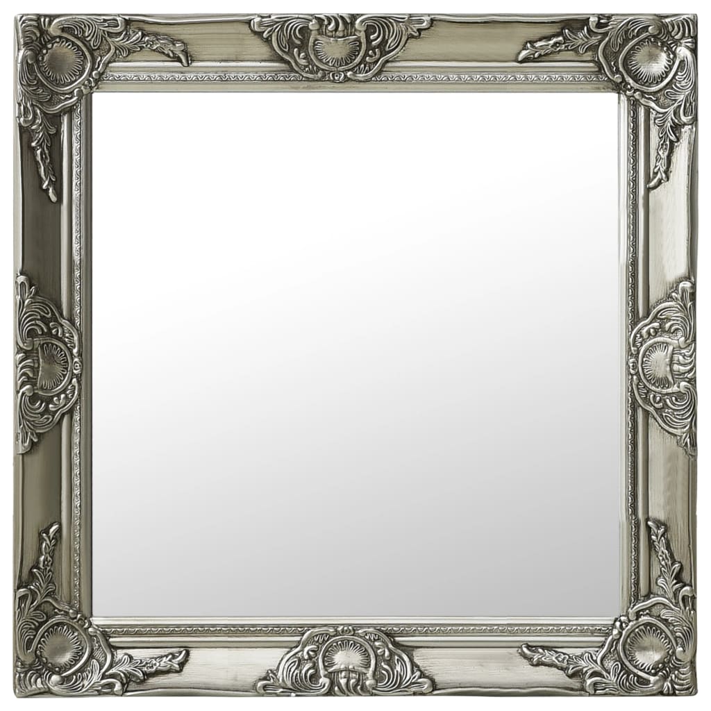 Specchio da Parete Stile Barocco 60x60 cm Argento