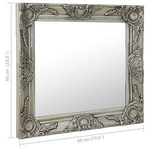 Specchio da Parete Stile Barocco 60x60 cm Argento