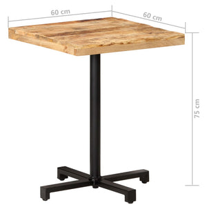 Tavolino da Bistrot Quadrato 60x60x75 cm Legno di Mango Grezzo