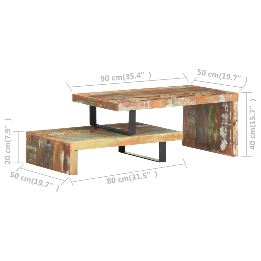 Set Tavolini da Salotto 2 pz in Legno Massello di Recupero