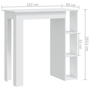 Tavolino da Bar con Ripiani Bianco 102x50x103,5cm in Truciolato