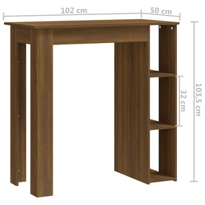Tavolino da Bar con Ripiani Rovere Marrone 102x50x103,5 cm