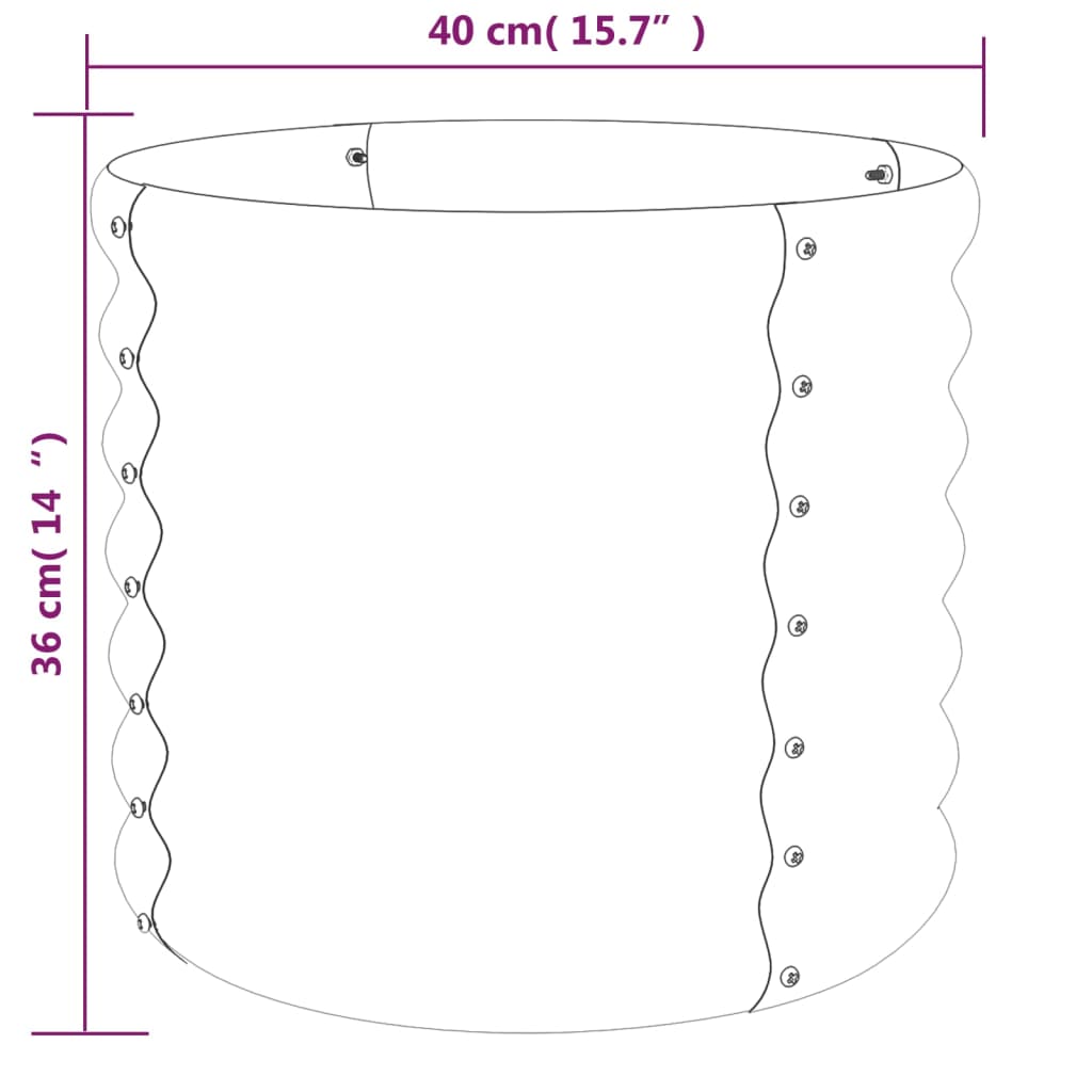 Vaso Giardino Acciaio Verniciato a Polvere 40x40x36 cm Marrone