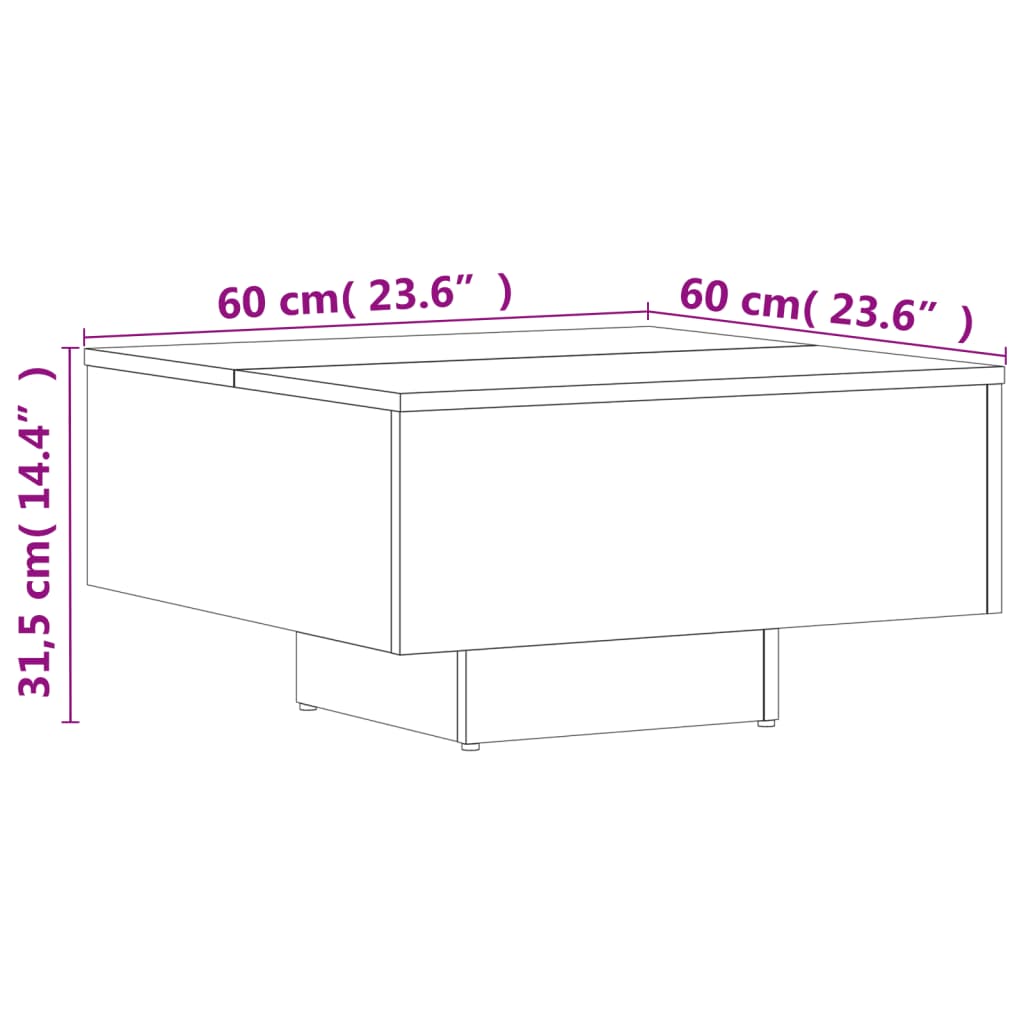 Tavolino Rovere Marrone 60x60x31,5 cm in Legno Multistrato