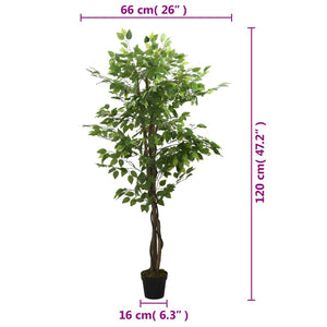 Albero di Ficus Artificiale 630 Foglie 120 cm Verde