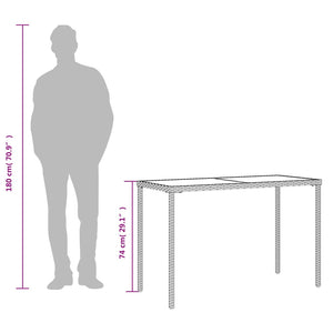 Tavolo da Giardino con Piano Vetro Beige 115x54x74cm Polyrattan