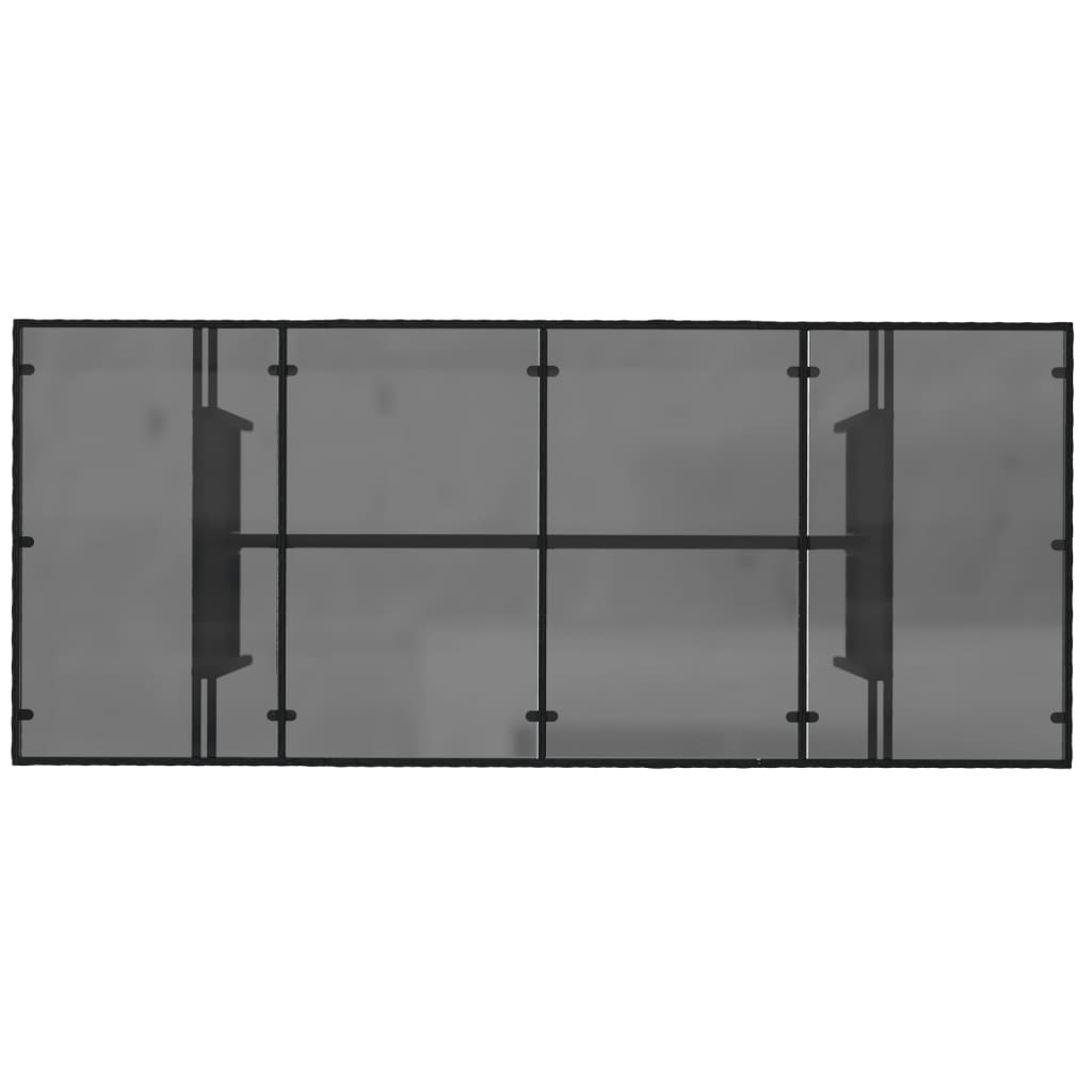 Tavolo da Giardino Piano in Vetro Nero 190x80x74 cm Polyrattan