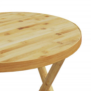 Tavolo da Giardino Pieghevole Ø55x75 cm in Bambù