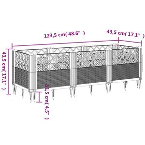 Fioriera da Giardino con Picchetti Marrone 123,5x43,5x43,5cm PP
