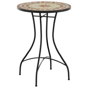 Tavolino Bistrot con Mosaico Terracotta e Bianco Ceramica