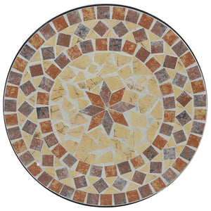 Tavolino Bistrot con Mosaico Terracotta e Bianco Ceramica