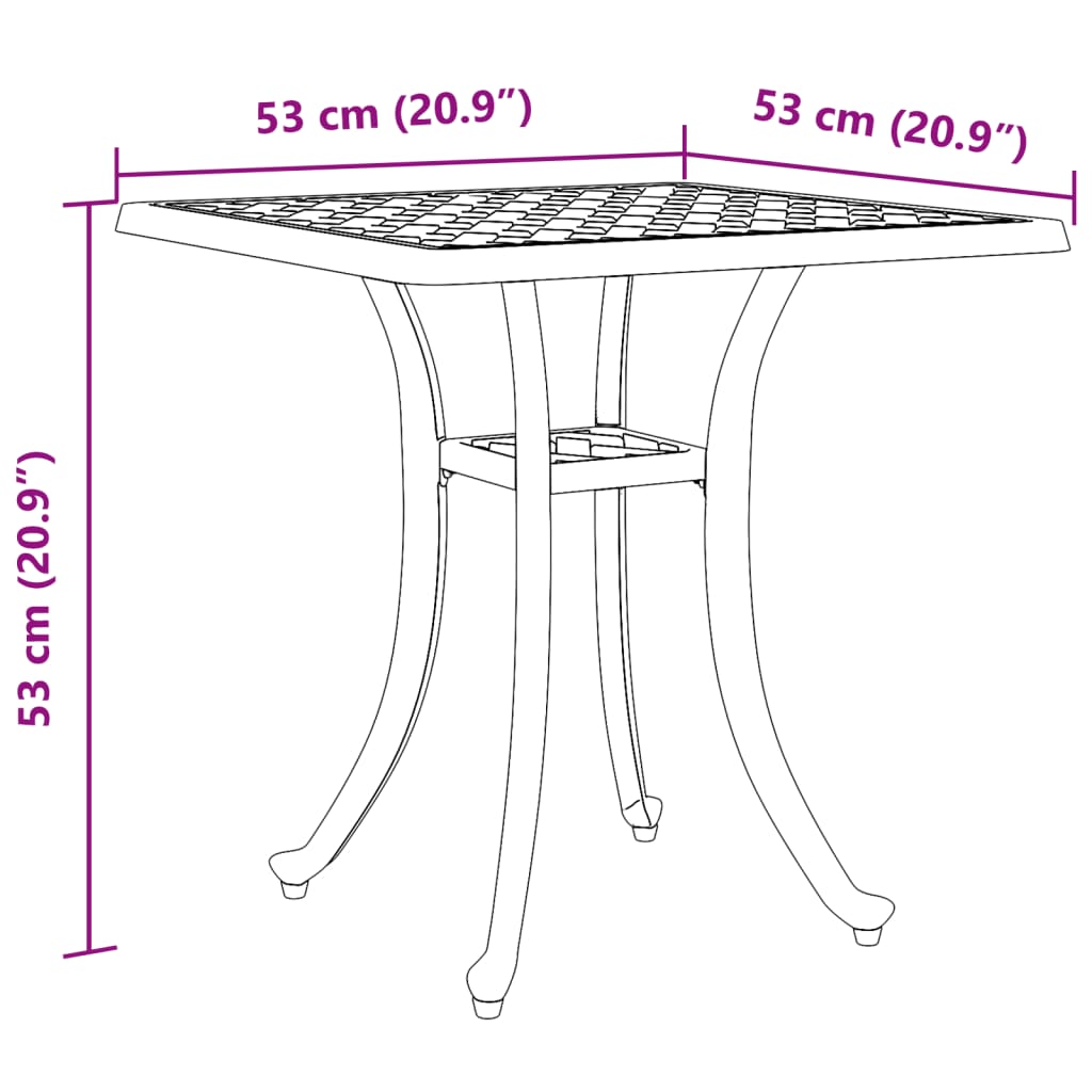 Tavolo da Giardino Bronzo 53x53x53 cm in Alluminio Pressofuso