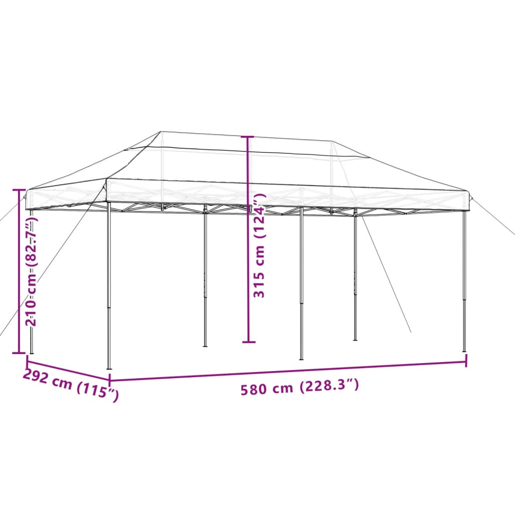 Tenda da Festa Pieghevole Pop-Up Beige 580x292x315 cm