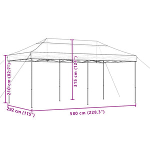 Tenda da Festa Pieghevole Pop-Up Tortora 580x292x315 cm