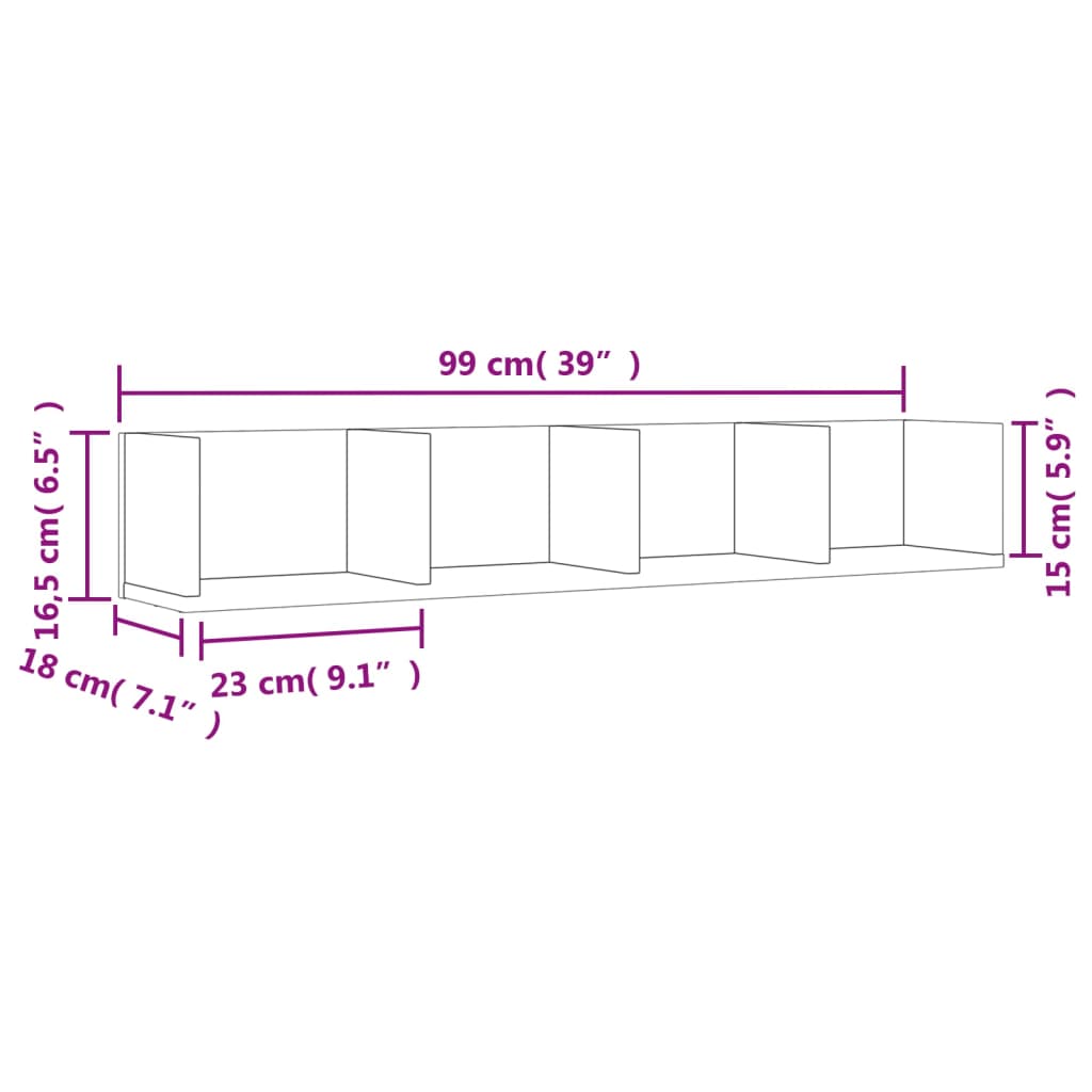 Armadietto a Muro Rovere Sonoma 99x18x16,5 cm Legno Multistrato