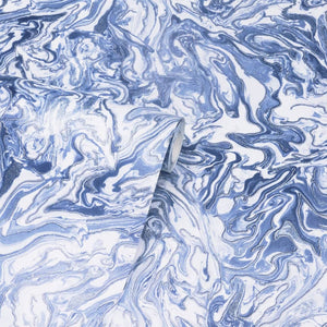 DUTCH WALLCOVERINGS Carta da Parati Liquid Marble Blu