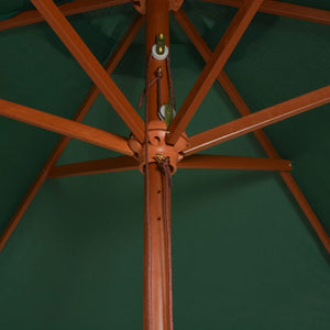 Ombrellone 200x300 cm con Palo in Legno Verde