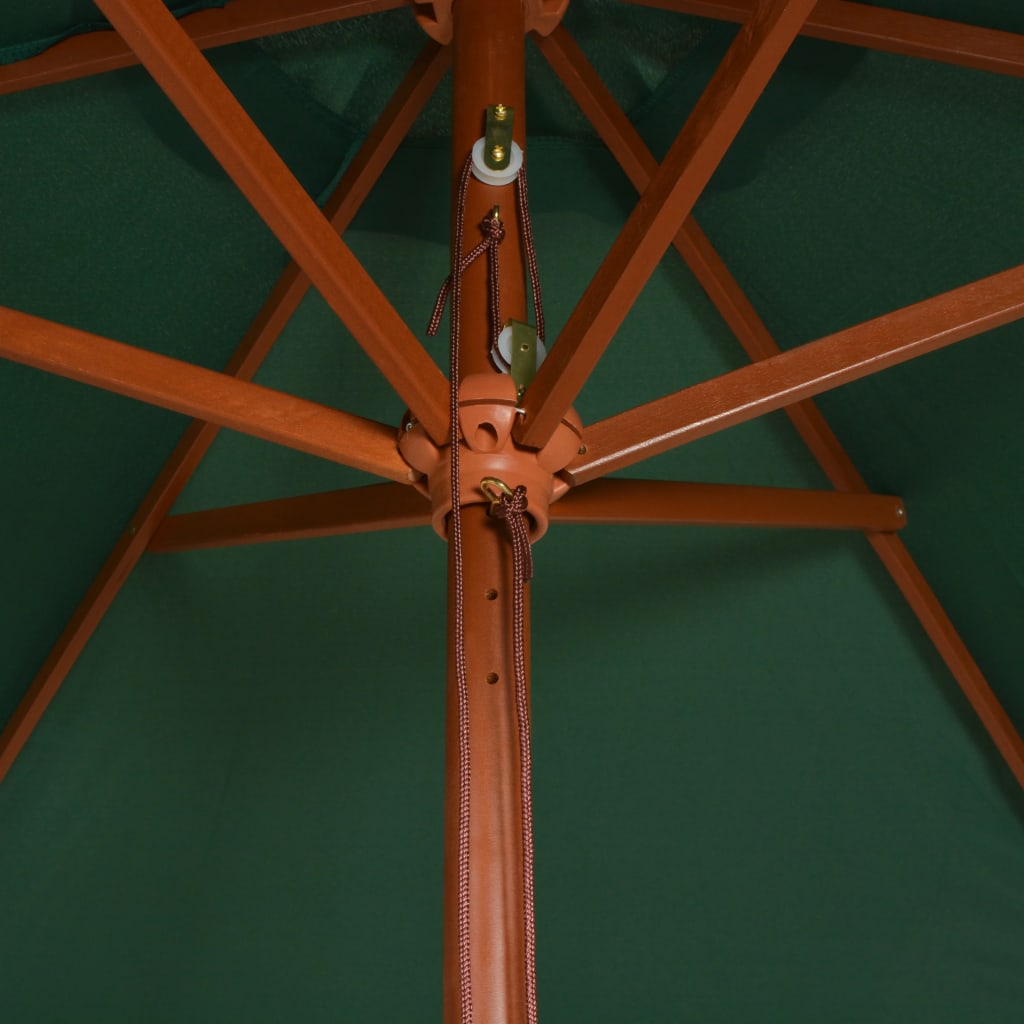 Ombrellone 270x270 cm con Palo in Legno Verde