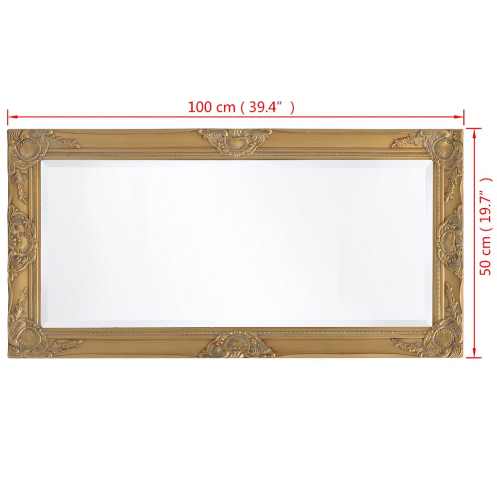 Specchio da Parete Stile Barocco 100x50 cm Oro