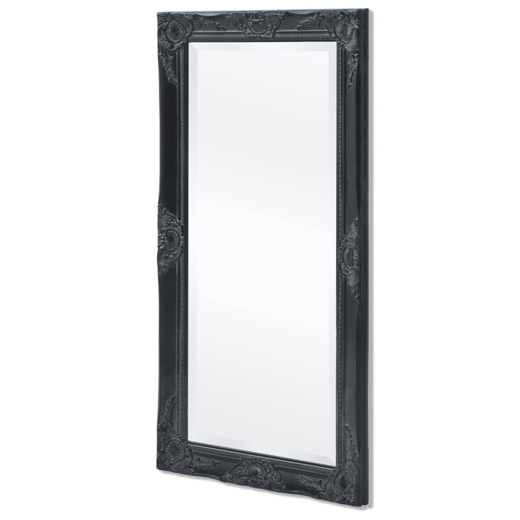 Specchio da Parete Stile Barocco 100x50 cm Nero