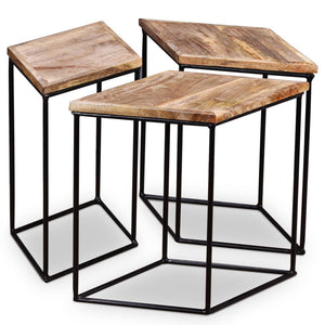 Tavolino da Salotto in Legno Massello di Mango 56x48x40 cm