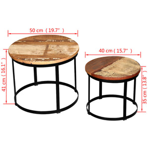 Tavolini da Salotto Tondi Legno Massello di Recupero 40cm/50cm