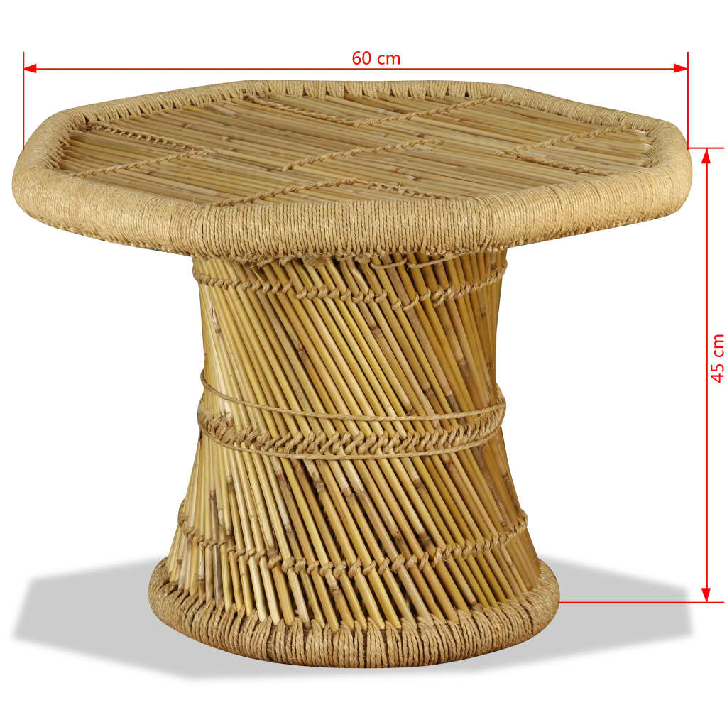 Tavolino da Salotto in Bambù Ottagonale 60x60x45 cm