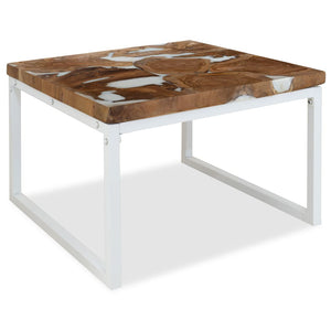 Tavolino da Salotto in Legno di Teak e Resina 60x60x40 cm