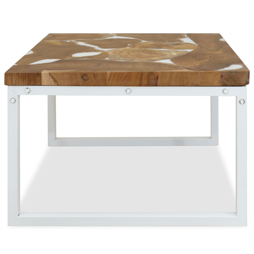 Tavolino da Salotto in Legno di Teak e Resina 60x60x40 cm