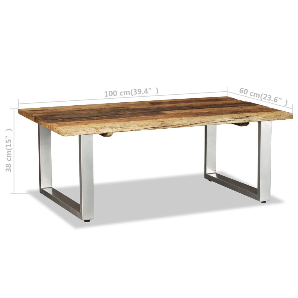 Tavolino da Salotto in Legno Massello Recuperato 100x60x38 cm