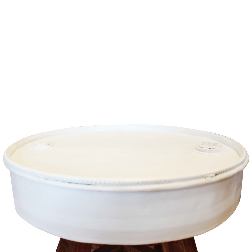 Tavolino da Caffè in Legno Massello Recuperato 60x45 cm Bianco