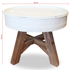 Tavolino da Caffè in Legno Massello Recuperato 60x45 cm Bianco