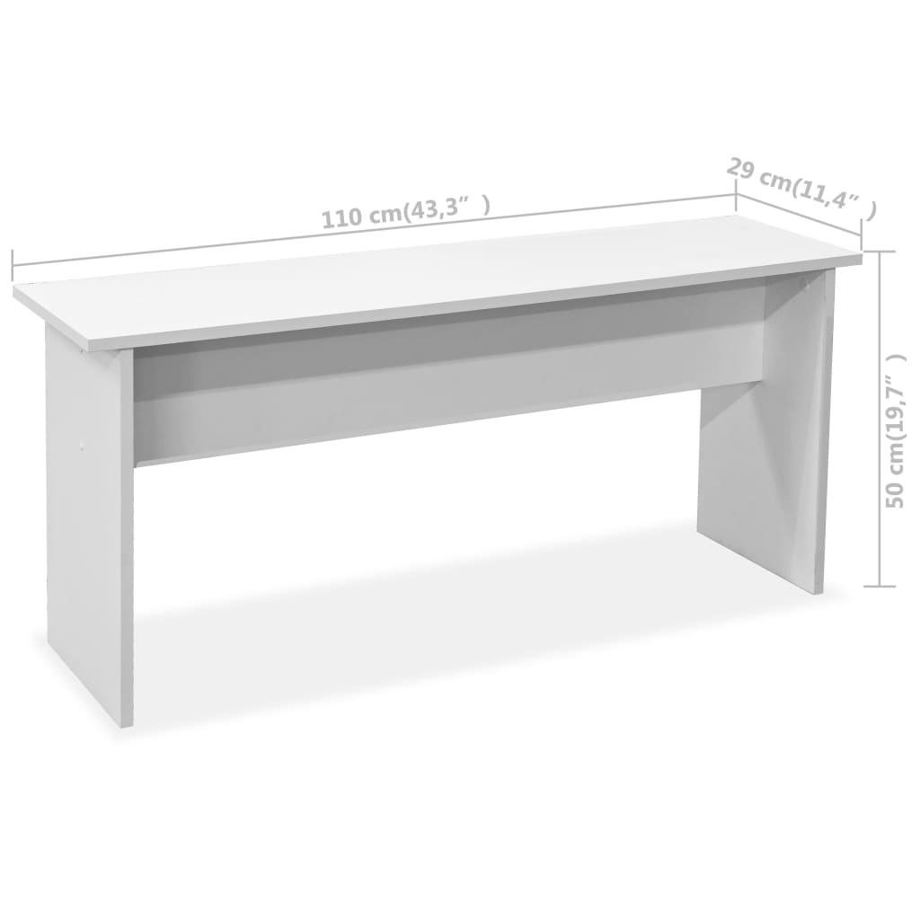 Tavolo da Pranzo e Panche 3 pz in Legno Multistrato Bianco