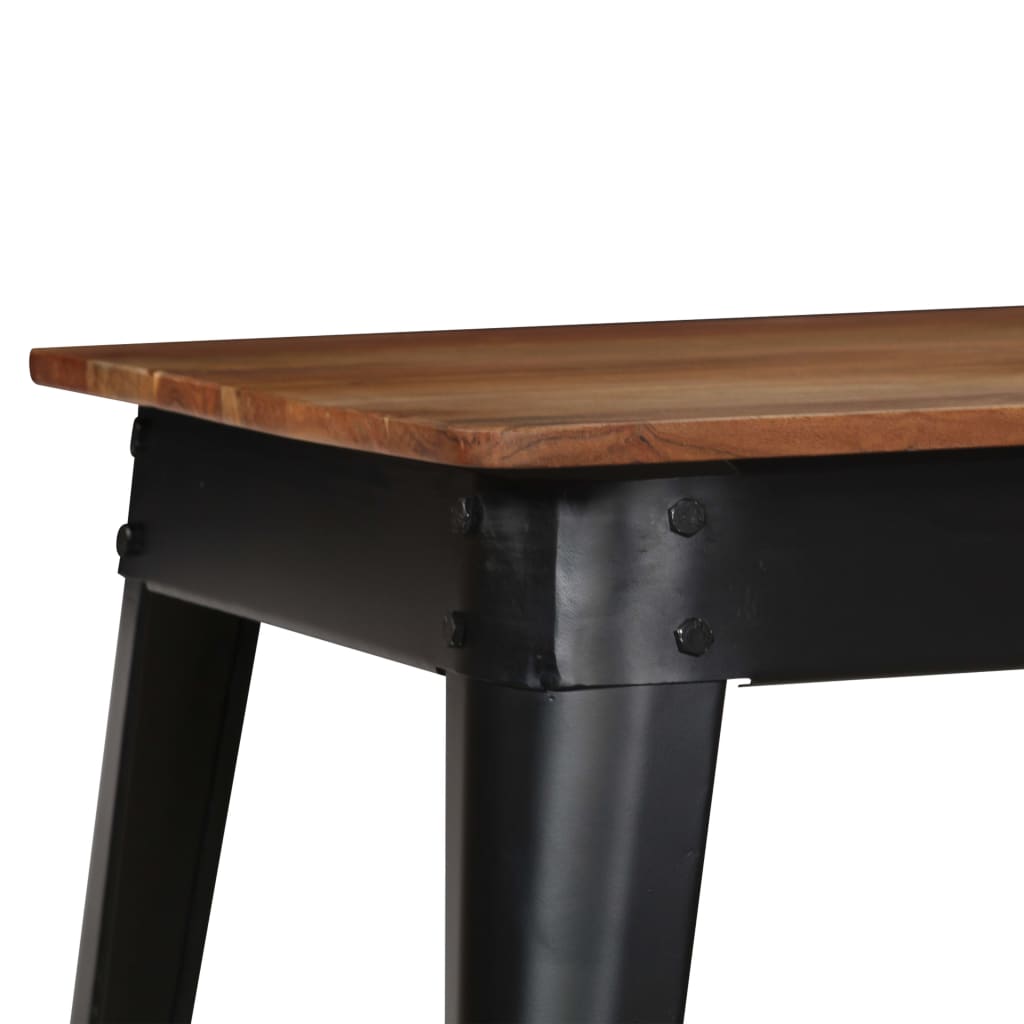 Tavolo da Pranzo in Massello d'Acacia e Acciaio 120x60x76 cm