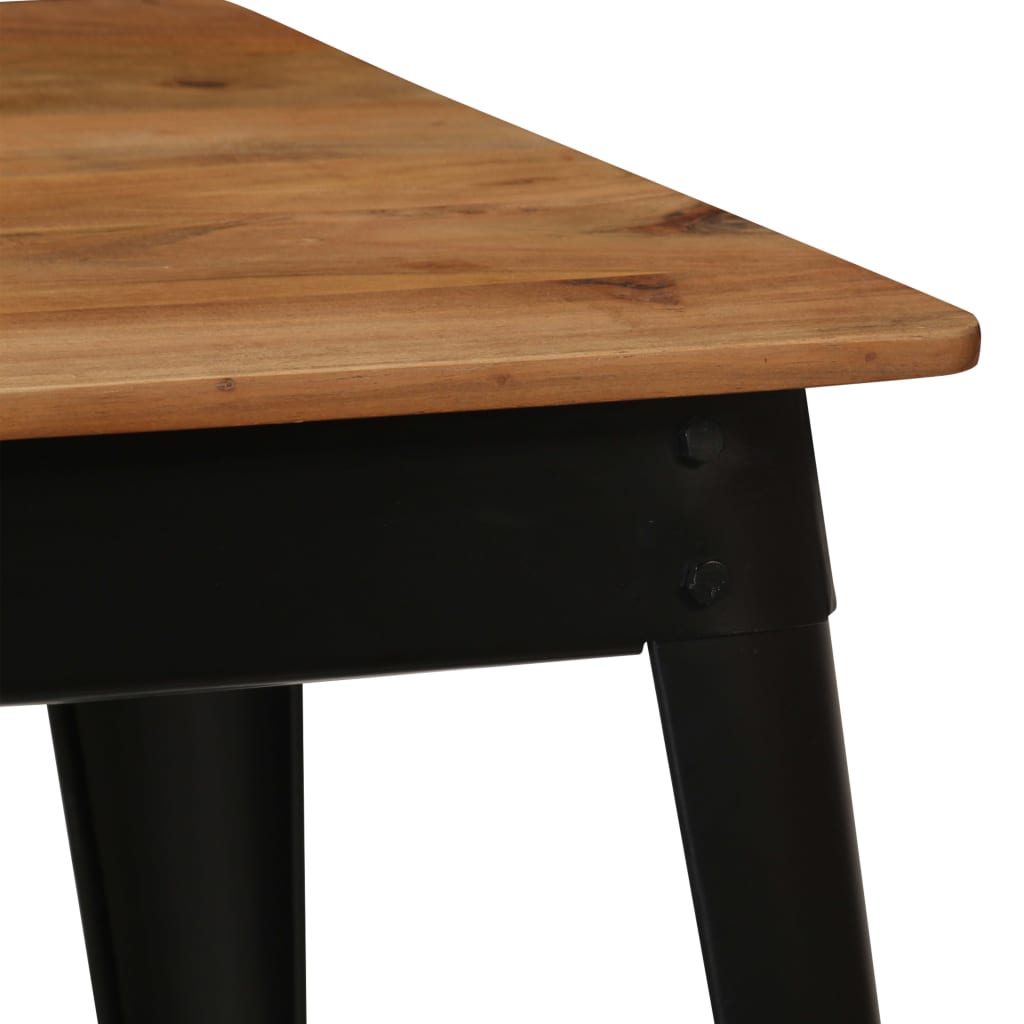 Tavolo da Pranzo in Massello d'Acacia e Acciaio 120x60x76 cm