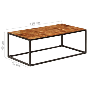 Tavolino da Caffè 110x60x40 cm Legno Massello di Acacia Acciaio