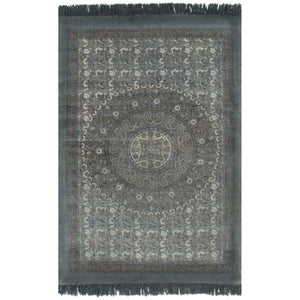 Tappeto Kilim in Cotone 120x180 cm con Motivi Grigi