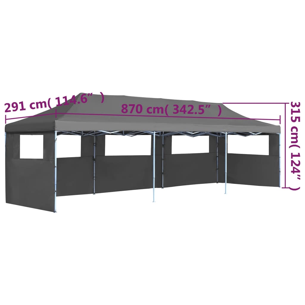 Tenda Pieghevole Pop-Up con 5 Pareti Laterali 3x9 m Antracite