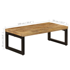 Tavolino da Caffè 100x50x35cm Legno Massello di Mango e Acciaio