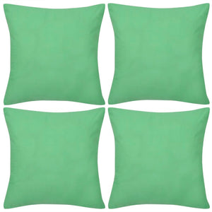 Federe 4 pz per Cuscini in Cotone Verde Mela 40 x 40 cm