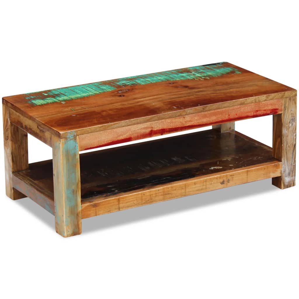 Tavolino da Caffè in Legno Massello di Recupero 90x45x35 cm