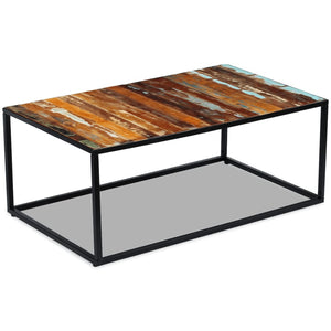 Tavolino da Salotto in Legno Massello di Recupero 100x60x40 cm